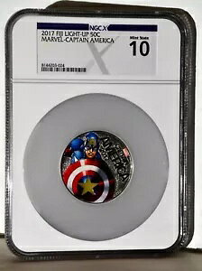 2017 フィジー マーベル ライトアップ キャプテン アメリカ NGCX 10 ミント ステート 10 限定版