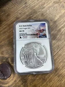 2022 �����[�����h�B US �X�e�[�g �V���[�Y 1oz �A�����J�� �V���o�[ �C�[�O�� $1 NGC MS 70 7k