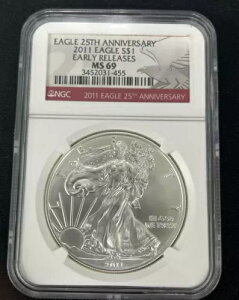 2011 Silver Eagle �� NGC �ɂ�� MS69 �Ƃ��ĔF�� ���������[�X 25 ���N