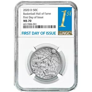2020-D UNC 50c �o�X�P�b�g�{�[���a�� �n�[�t�_���[ NGC MS70 FDI �t�@�[�X�g���x��