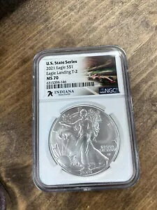 2021 �C���f�B�A�i US �X�e�[�g �V���[�Y 1oz �A�����J�� �V���o�[ �C�[�O�� $1 NGC MS 70 7k