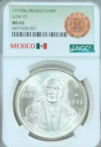 1977 ���L�V�R �V���o�[ 100 �y�\ S100P LOW 77 �i�� NGC MS 65 �u���C�g���X�^�[�W�F�� BU