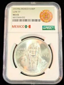 1977 ���L�V�R �V���o�[ 100 �y�\ S100P ���[ 77 �i�� NGC MS 65 ���炩�Ȍ���̂�����