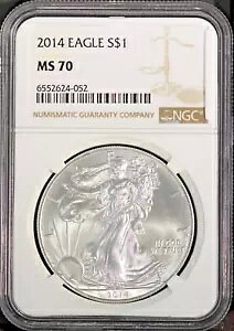 2014 $1 �V���o�[ �A�����J�� �C�[�O�� MS 70 NGC # 6552624-052 + �{�[�i�X