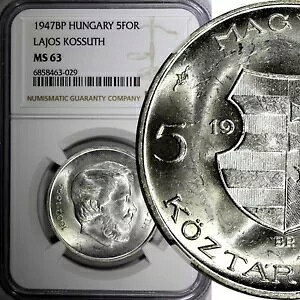 �n���K���[ �����V�� �R�V���[�g �V���o�[ 1947 BP 5 �t�H�����g 1 �N NGC MS63 KM# 534a (29)