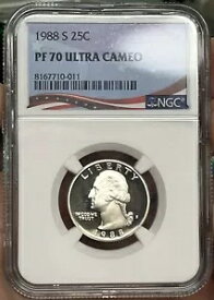 1988 S ワシントン クォーター NGC PF 70 ULTRA CAMEO アメリカ国旗ラベル