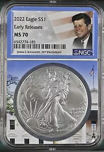 2022 �A�����J�� �C�[�O�� �V���o�[ �_���[ $1 NGC MS70 ER �P�l�f�B ���x�� BX10-07