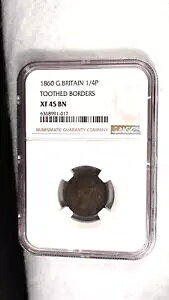 1860 イギリス 1/4 ペニー NGC XF45 BN 歯付き 1/4P コインを今すぐ販売価格で販売します!