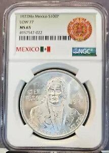 1977 ���L�V�R �V���o�[ 100 �y�\ S100P ���[ 77 �i�� NGC MS 65 �f���炵������̂����� BU
