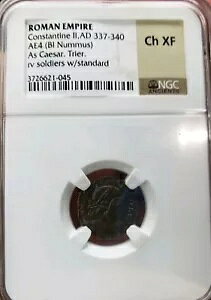 �R���X�^���e�B�k�X 2 �� (AD 337-340) BI Nummus�ANGC Ch XF .Trier Mint