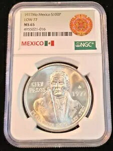 1977 ���L�V�R �V���o�[ 100 �y�\ S100P LOW 77 �o���G�e�B NGC MS 65 �W�F�� BU �u���U�[