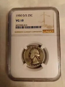 1950-D D/S 25c ���V���g�� �N�H�[�^�[ �I�[�o�[ �~���g �}�[�N NGC VG10 ���o�[�X �g�[�j���O