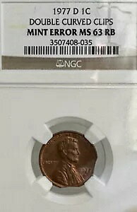 �~���g �G���[ 1977 D 1C �����J�[�� Dbl �J�[�u�h �N���b�v ? NGC MS 63 RB