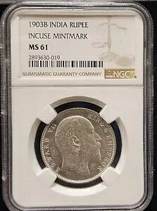 1903 B INCUSE INDIA COMPANY ���s�[ NGC MS61