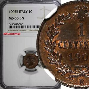 C^A BbgI G}kG[ III 1905 R 1 Centesimo NGC MS65 BN gbvO[h KM# 35 (2)