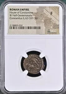 NGC FINE Roman AE GLADIATOR REVERSE �R���X�^���e�B�E�X 2 �� AD 337-361 NGC Ancients