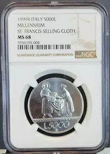 1999 �C�^���A �V���o�[ 5000 ���� S5000L �Z���g �t�����V�X �̔��N���X NGC MS 68 �g�b�v �|�b�v