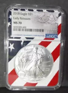 New Flag Core 2018 American Silver Eagle $1 MS 70 NGC [X