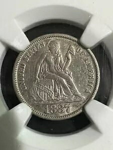1887-s Seated Dime�ANGC AU �ڍׁA��������