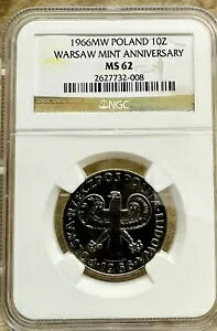 �|�[�����h 1966 MW 10 �Y�E�H�e�B�t NGC MS62 ���ɒႢ�~���g �����V���� �A���B�����Ȓ�