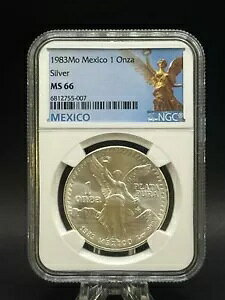 1983Mo Mexico 1 Onza .999 Silver Libertad NGC MS66 �����ł���!!!!