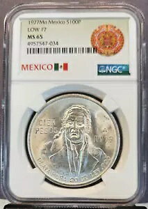 1977 ���L�V�R �V���o�[ 100 �y�\ S100P LOW 77 �o���G�e�B NGC MS 65 �i�C�X�W�F�� BU