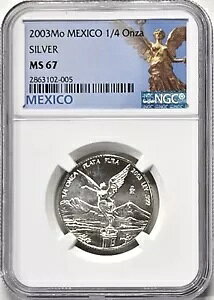 2003 メキシコ リベルタード 1/4 オンス銀貨 - NGC MS67