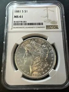 1881 S ���[�K�� �V���o�[ �_���[ NGC MS 61 | UNC BU MS61 �Z�~PL �X�p�[�N���[�z���C�g