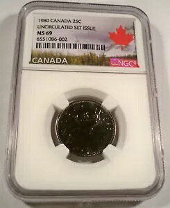 1980 �J�i�_ 25c NGC MS 69 �N�H�[�^�[ �u���C�g�z���C�g ����ȏ�̃O���[�h�͂���܂���