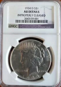 1934 D Peace DOLLAR NGC AU ڍׂsK؂ɐ򂳂Ă