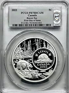 2022 5C �J�i�_ 5�I���X �V���o�[ �r�[�o�[ �R�C�� �S�̑� PCGS PR70DCAM FDI �u�����g