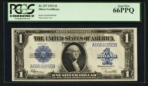 �č� 1923 $1 �V���o�[�ؖ��� FR-237 ��� ������ PCGS �F�� CU66-PPQ
