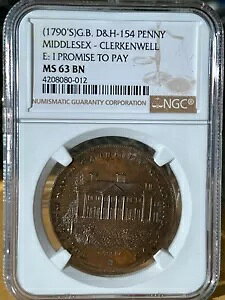 1790 年代の GBミドルセックス クラーケンウェル ペニー コンドル トークン MS63BN DH-154