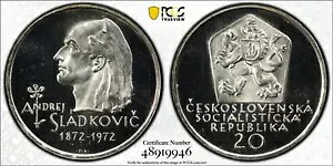 �`�F�R�X���o�L�A 1972 20 �R���� �X���h�R�r�b�` PCGS Pf68 Dcam �g�b�v �|�b�v