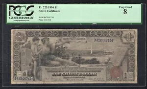 FR.225 1896 $1 1 �h���u����p�v�V���o�[�ؖ����m�[�g PCGS VERY GOOD-8