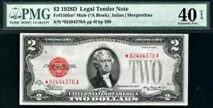 1928d* $2 STAR �m�[�g *MULE* ���b�h �V�[���@��ʉ� ? PMG 40 EPQ 1505m*