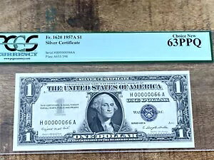 $1 1957A �V���o�[�ؖ��� 1620 PCGS 63PPQ - ���� 2 ���V���A�� 66 00000066