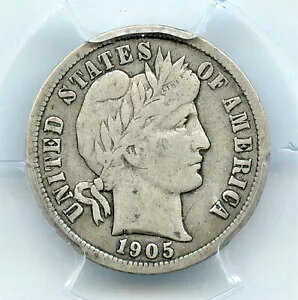 1905-O マイクロ O バーバー ダイム、PCGS VF25