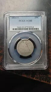 1856 S �V�[�e�b�h ���o�e�B �N�H�[�^�[ 25C PCGS AG03 �^�t�f�C�g 2722