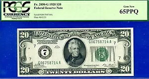 1928�N $20 �A�M������s�� PCGS 65PPQ �w����z�̐����̕�� �V�J�S Fr 2050-G