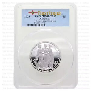 2020 Alderney 'The Three Graces' 2�I���X �V���o�[ �v���[�t 5 �|���h : PCGS PR70 �O���[�h