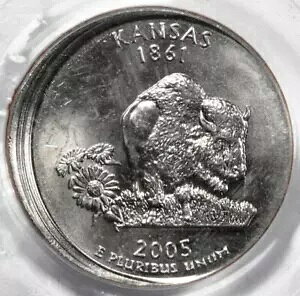 2005 D PCGS MS65 Uncentered Broadstruck Kansas Quarter Mint Error Very Rare Date