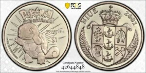 �j�E�G ���A 1$ UNC �R�C�� 2001 �N KM#140 �|�P���� �[�j�K�� PCGS �O���[�f�B���O MS67 POP