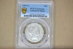 1897-S Barber Half Dollar- PCGS VF �̏ڍׁB�|���ς݁B���������t!!