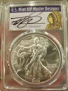 2002 トーマス クリーブランド ネイティブ シルバー イーグル PCGS MS70 (ポップ オブ 40)