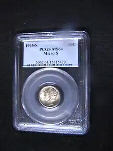 1945 年代。マイクロス マーキュリー ダイム 。 PCGS MS64 。選択肢/宝石 。