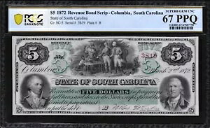 �Â�����x��̒ʉ� 1872 �N �T�E�X�J�����C�i�B�R�����r�A 5 �h������ PCGS 67EPQ