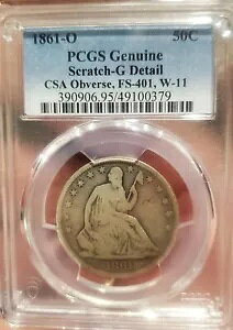 1861-O CSA ��R OBV FS-401 �_�C �N���b�N �m�[�Y���烊���܂� ~ PCGS �ǍD�ȃf�b�c �X�N���b�`