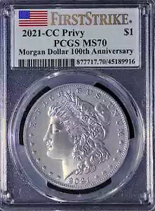2021-CC �v�����B ���[�K�� �V���o�[ �_���[ PCGS MS-70 �t�@�[�X�g �X�g���C�N �t���b�O ���x��
