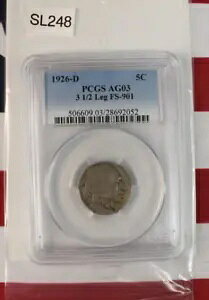 1926 D �o�b�t�@���[ �j�b�P�� 3 1/2 ���b�O FS-901 - PCGS AG03 (SL248)